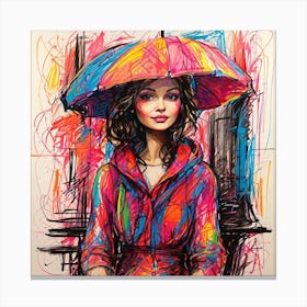 Girl With Umbrella Canvas Print