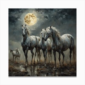 wild herd in the moonlight Canvas Print