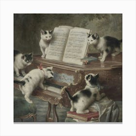 Kittens At The Piano Canvas Print