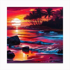 Sunset At The Beach 240 Canvas Print