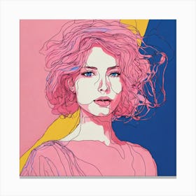 Portrait Of A Woman With Pink Hair Canvas Print