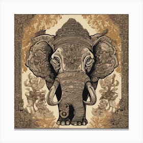 Elephant In Buddhist Temple Canvas Print