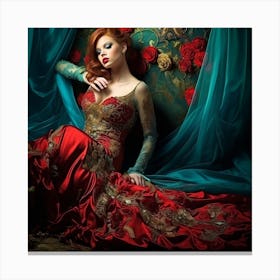 Woman In A Red Dress 2 Canvas Print