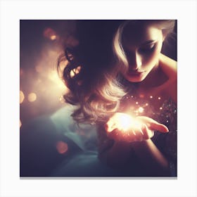 Beautiful Woman Holding A Star Canvas Print