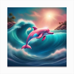 Pink Dolphin In The Ocean Canvas Print