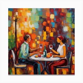 Couple At The Table 2 Canvas Print