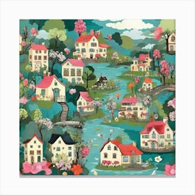 Cottages On The Water Canvas Print