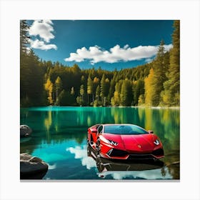 Lake With A Lamborghini Canvas Print