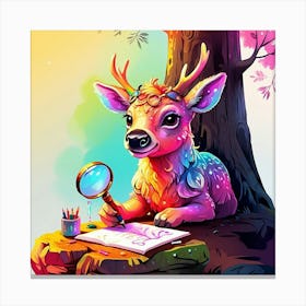 Deer With A Magnifying Glass 6 Canvas Print