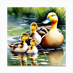 Duck Family Painting Canvas Print