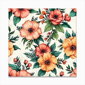 Seamless Floral Pattern 7 Canvas Print