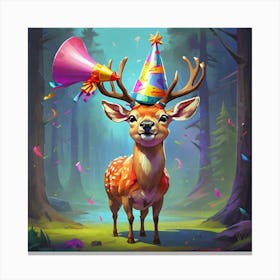 Deer With Party Hat 1 Canvas Print