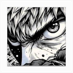 Japanese character close up, black and white Canvas Print
