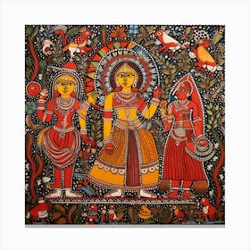 Indian Folk Painting, Traditional Painting, Acrylic On Canvas Canvas Print