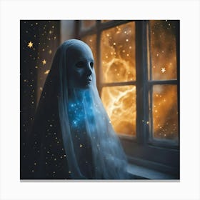 Halloween Ghost Nun Canvas Print