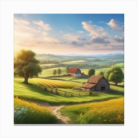 Farm Landscape In The Countryside Canvas Print