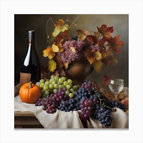 Grapes And Pumpkins Canvas Print