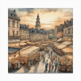 Market Square At Sunset art Canvas Print