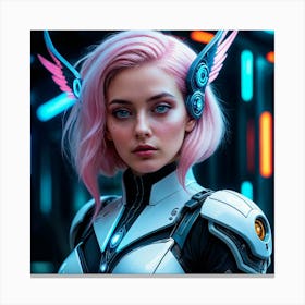 Futuristic Girl With Pink Hair 5 Canvas Print