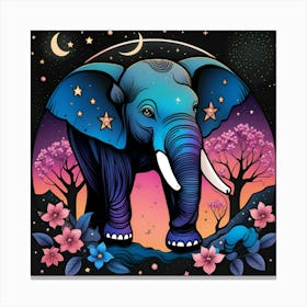 Elephant In The Moonlight Canvas Print