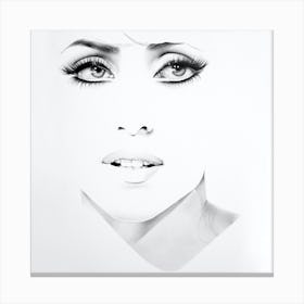 Lady Gaga Pencil Drawing Portrait Minimal Black and White Canvas Print