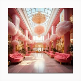 Firefly Dreamy Pink Mall With Cloud Benches And Golden Accents 43704 (2) Canvas Print