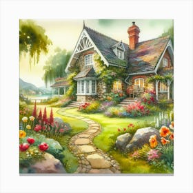 Cottage In The Garden Canvas Print