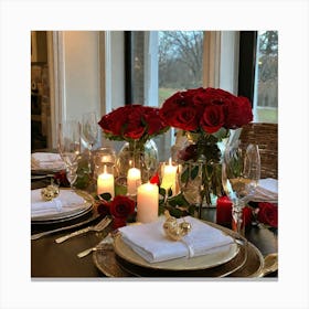 Valentine'S Day Table Setting 5 Canvas Print