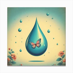 Water Drop With Butterfly Canvas Print