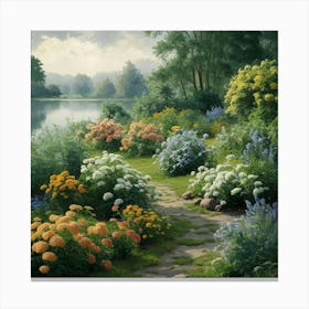 A Garden Of Different Colored Flowers 1 Canvas Print