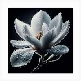 White Magnolia Flower With Dew Drops Canvas Print