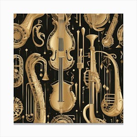 Gold Musical Instruments 2 Canvas Print