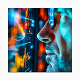 Man Looking At A Computer Screen 2 Canvas Print