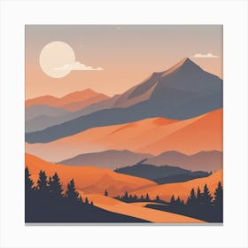 Misty mountains background in orange tone 20 Canvas Print