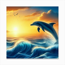 Dolphin Jumping In The Ocean Canvas Print