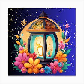 Islamic Lantern With Flowers Canvas Print