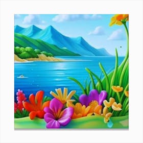Flowers By The Sea Canvas Print
