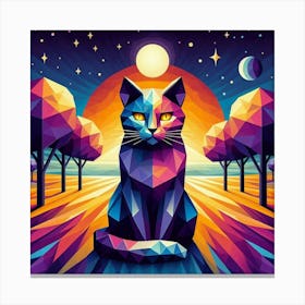 Buttons Low Poly Cat Canvas Print