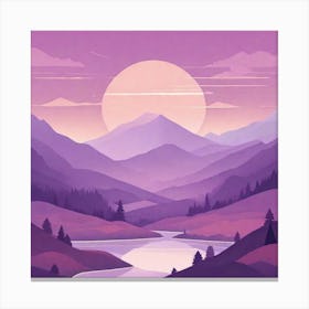 Misty mountains background in purple tone 3 Canvas Print