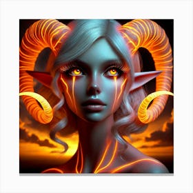 Demon Girl With Horns 1 Canvas Print