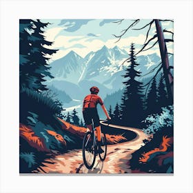 Mountain Biker In The Forest 1 Canvas Print