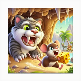 Prehistoric Cat and Mouse 7 Canvas Print