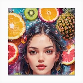Girl With Fruit Canvas Print