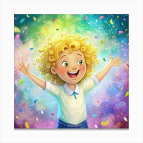 Happy Boy With Confetti 1 Canvas Print