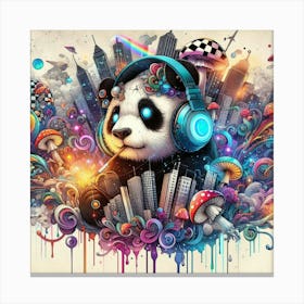 Panda Bear With Headphones 4 Canvas Print