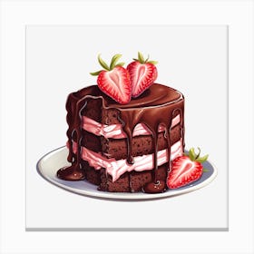 Chocolate Cake With Strawberries 11 Canvas Print