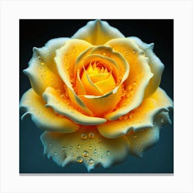 Yellow Rose With Water Droplets Canvas Print