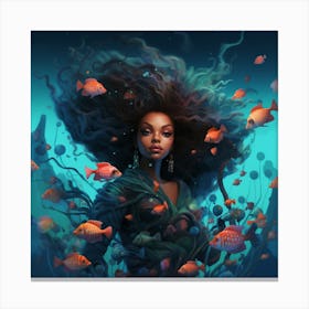 Woman In The Ocean Canvas Print