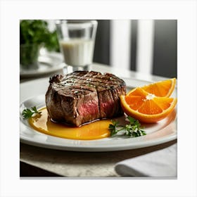 Steak With Orange Slices Canvas Print