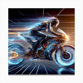 Futuristic Motorcycle Rider t- shirt Canvas Print